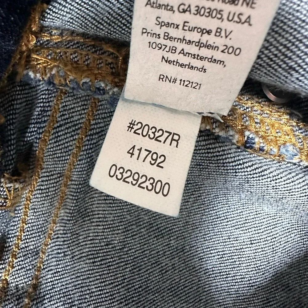 Spanx Jeans Womens Size Large Tall Flare Blue Pull On Stretch Shaping Denim